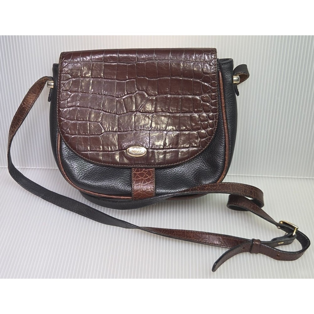 Women's Vintage Bally Crossbody Shoulder Flap Purse Italy Croc Embossed Leather